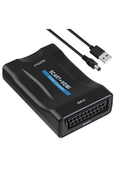 OUYLAF Adaptor Scart la HDMI, Full HD, PAL/NTSC, video/audio mamă, Plug & Pla...