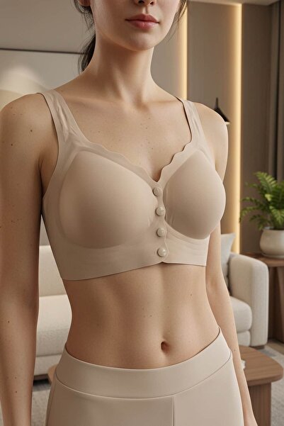 girlstop Kadın Dikişsiz Düğmeli Halter Sütyen