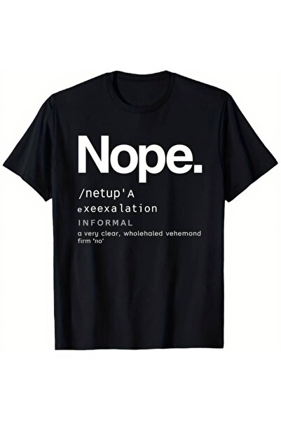 NOURAM Unisex heavyweight 100% cotton T-shirt - "Nope" text print black crew ...