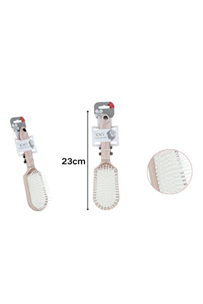 idei Perie ovală cu pernă amortizantă 23cm culoare roz bej mat, peri albi cu ...
