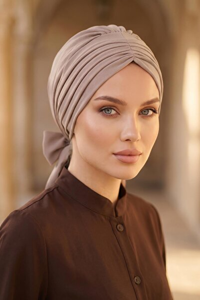 Aisha's Design Pile Detailed Crepe Ready-Made Bonnet Turban, B-86Kr