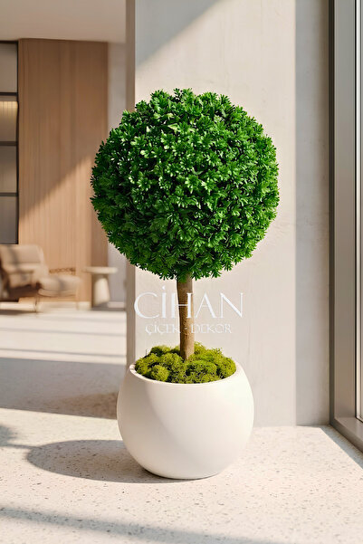 Cihan Çiçekçilik Yapay UV Dayanımlı Şimşir Top Ağacı 100 cm (45 cm Çap) 27x33...