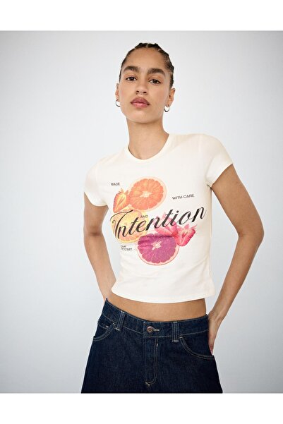cto your style Women's Slim Fit Fruit Print Crop T-Shirt Slim Fit Short Sleev...