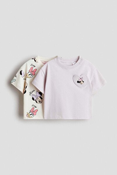 H&M مجموعة من 2 تي شيرت قطني مطبوع