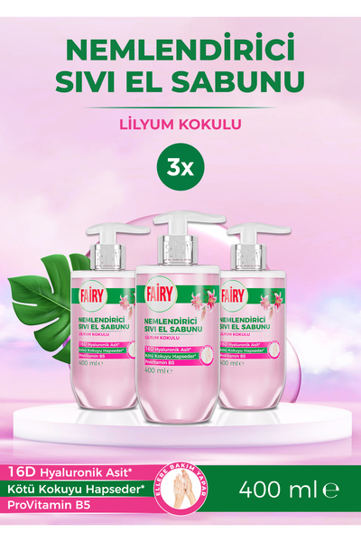 Fairy Sıvı El Sabunu Lilyum Kokulu 3 x 400 ml