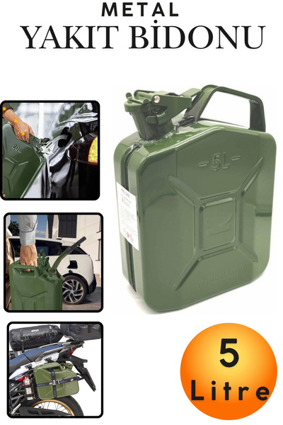KAYRA LEATHER CRAFT 5 Litre Metal Benzin Bidonu Dayanıklı Akaryakıt Mazot Yak...