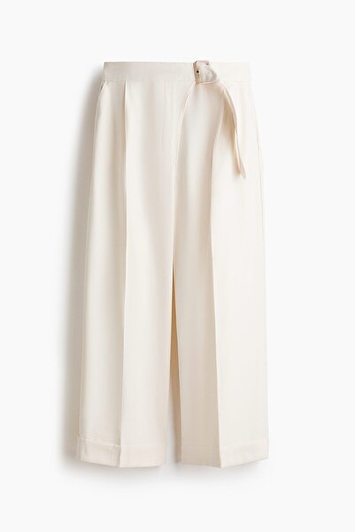 H&M Kemerli Düz Paça Pantolon