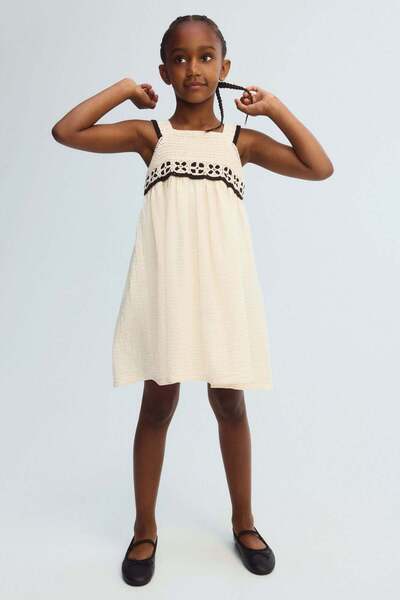 H&M Crochet-look-detail muslin dress