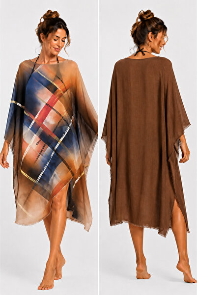 KRAFTELLA Aura Double Face Patterned Handmade Beach Kaftan-Relax Cut Boutique...