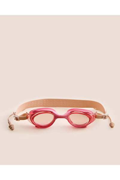 REDTAG Kids Pink And Beige Swimming Goggles With Earplugs