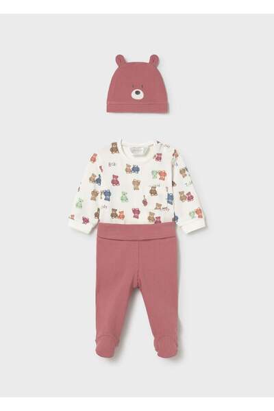 MAYORAL Newborn Baby Boy Better Cotton Combed Cotton Set with Booties Red