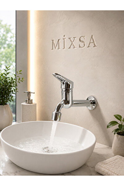 MİXSA Lüx Tek Su Çıkışlı Duvardan Aç-Kapa Bahçe-Lavabo Musluğu