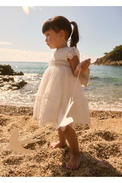 Abel & Lula Mayoral Abel Lula Baby Girl Lace-Up Evening Dress White