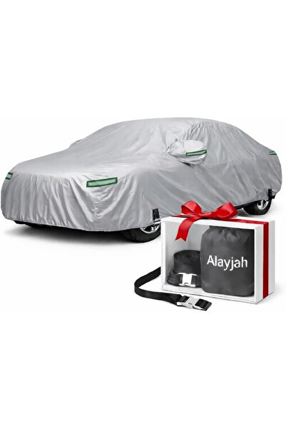 Alayjah Waterproof Car Cover XL, Black Polyester, Dustproof, UV & Rain Protec...