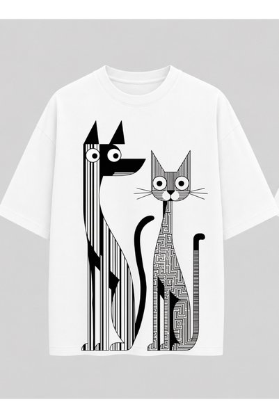 OPPPSSS Cute Pug Relaxed Fit White Unisex T-Shirt |   Minimal Dog Design