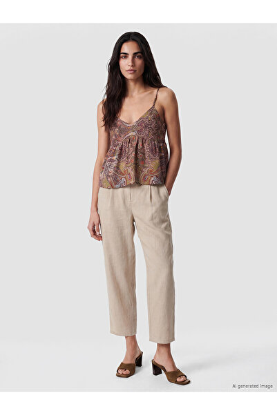 LC Waikiki Trendlucky Women's 100% Linen Trousers with Elastic Waist