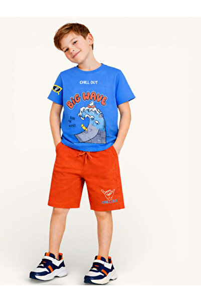 Victor and Jane By Styli Boys Surfing Wave Print T-Shirt and Shorts Set