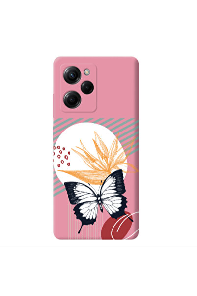 Other Xiaomi Poco X5 Pro Butterfly Lines Pink Colored Silicone TPU Θήκη