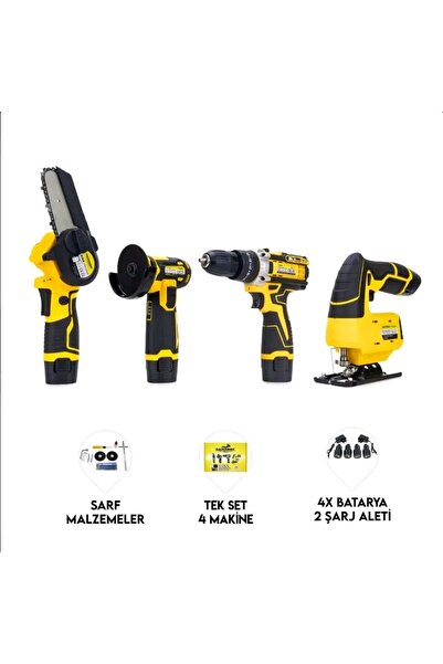 DAWREK DÖRTLÜ SET DW (Mini testere+ avuç taşlama+akülü vidalama+dekupaj )(BT0...