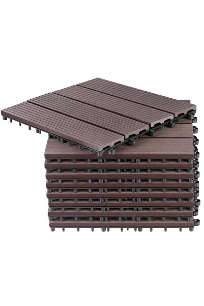 Strend Pro Podea de grădină din plastic, set 9 buc, 31x31cm, maro închis,