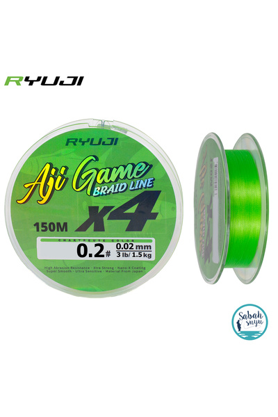 RYUJI Aji Game X4 İp Misina 150mt PE 0.2 0.02mm 1.5kg Açık Yeşil
