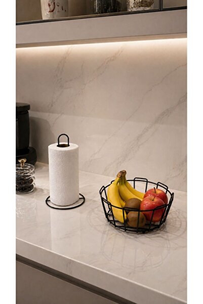 Edora Home Set of 2 Black Vertical Paper Towel Holders Oval Corner Fruit Bask...
