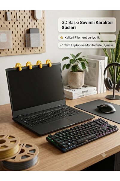 YSR HOME 3D Tasarım Dikizleyen Meraklı Gözler Laptop Ve Ekran Üstü Karakter S...