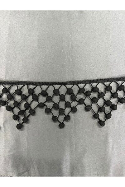 KAYA ARNİCA TEKSTİL Triangle Mesh Pompom Black-1 Meter