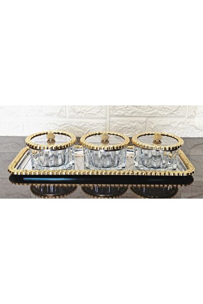 atabey home collection TEPSİLİ HASIR ÇERÇEVELİ GOLD-GÜMÜŞ KASE SETİ & ŞEKERLİ...
