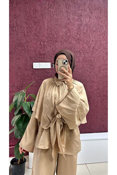 Bellezza Pelerin Detaylı 3 Parça Tesettür Takım