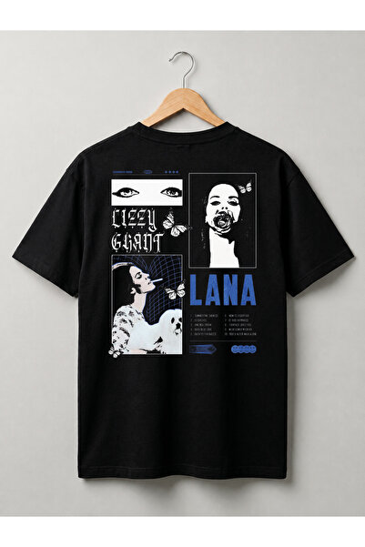 Grafftee Clothing Черна дамска овърсайз тениска с дизайн Лана Дел Рей, 100% п...