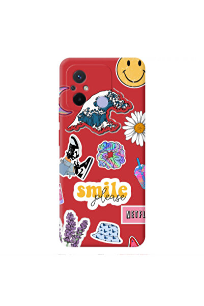 Other Xiaomi Redmi 12C Smile Moon Red Colored Silicone TPU Θήκη