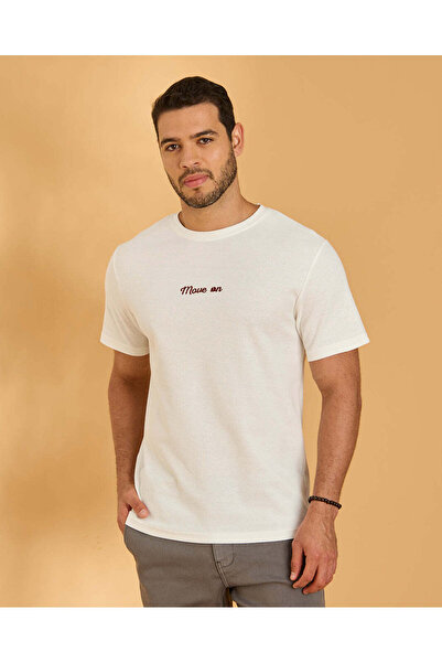REDTAG Men White Printed T-Shirt
