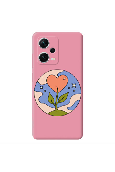 Other Xiaomi Poco X5 Hearted Flower Pink Colored Silicone TPU Θήκη