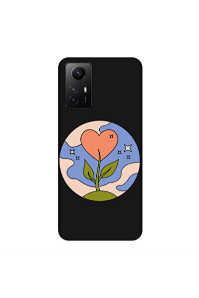 Other Xiaomi Redmi Note 12s Hearted Flower Black Colored Silicone TPU Θήκη