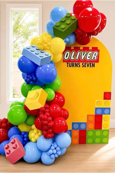 Çemrek Süs Parti Blue Yellow Green Red Colorful Balloon Chain Set of 100