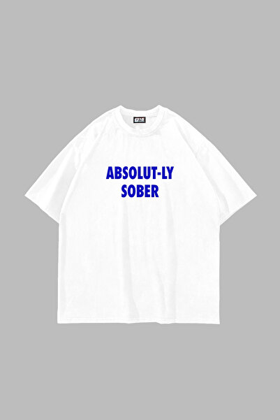 Sekizbiraltı Absolut-Ly Sober Printed White Oversize T-Shirt