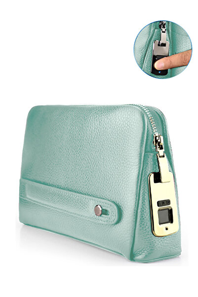 Wtech Leather Fingerprint Lock Bag for Men And Women Hand Bag Male Long Money...
