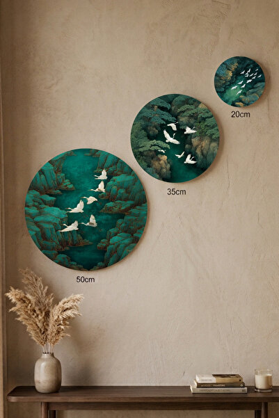 visdora 3-Piece Round Canvas Painting Set - 50cm 35cm 20cm Home Office Wall D...