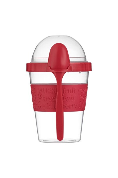 Z Store Plastic Take Away Snack Container with Red Spoon, 600ml