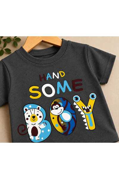 krm kerem bebe Baby Boy Handsome Boy Printed Cotton Fabric Short Sleeve Shorts Summer Set