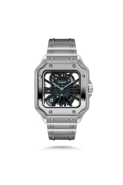catera Men's Watch with Stainless Steel Square Mechanical Skeleton