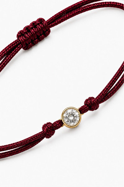 KAIROS JEWELRY 14 Ayar Altın Premium Tektaş Makrome Ayarlanabilir Bordo Renk ...
