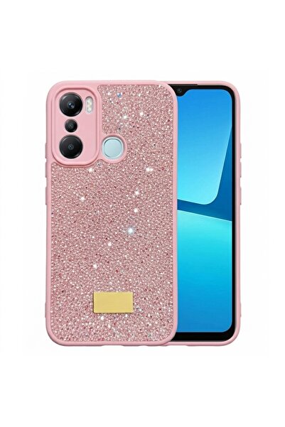 İnfinix Hot 20İ Kılıf Silikon Kenarlı Taşlı Parlak Lux Diamond Kapak