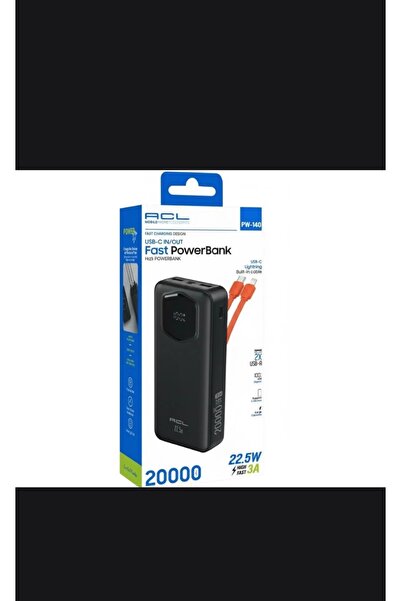 ACL 20000mAh 22.5W Süper Hızlı Şarj Powerbank – Dahili USB-C & Lightning Kabl...