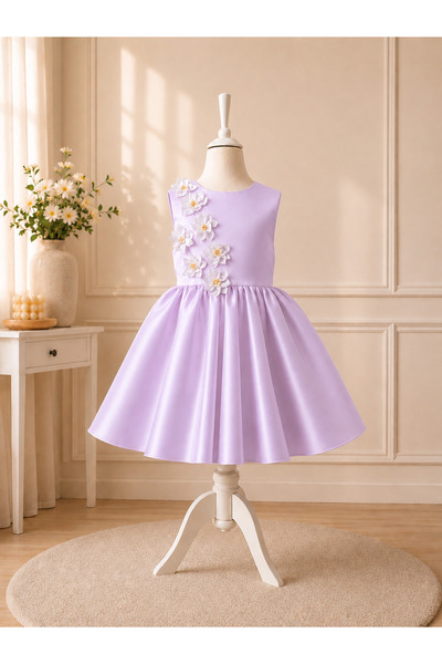 MUSGEM Special Design Lilya Model Lilac Color Sleeveless Flower Accessory Det...