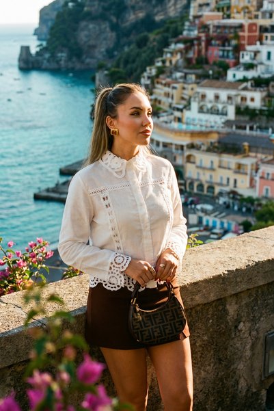 FASHION COCKTAIL Daisy Motif Vintage Elegant Lace Hollow Out Collar and Cuffs Floral Guipure Summer Spring Office Vacation Linen Shirt