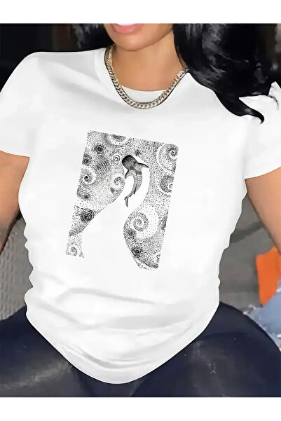 LİNA06 Women's Sparkling Elephant T-Shirt - Short Sleeve Blouse Top with Shim...