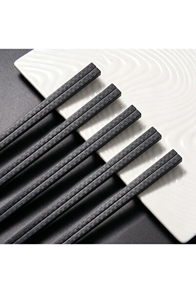 Choice1 TWG 5 Pairs Black Anti-Slip Reusable Chopsticks Food-Grade Dishwasher...