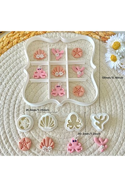 Choice1 B 6Pcs Ocean Tic Tac Toe Cookie Cutter Set Shell Coral Fish Palm Tree...